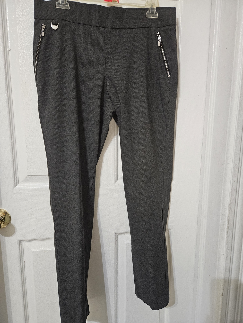 Rafaella Dark Gray Slim Dress Pants with Zip Details